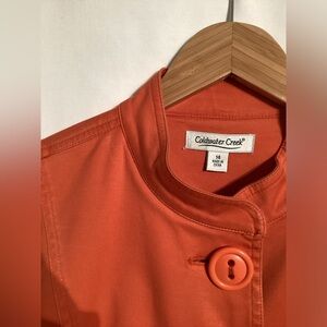 Coldwater Creek blazer, top, orange, large 1” buttons. Unique style.